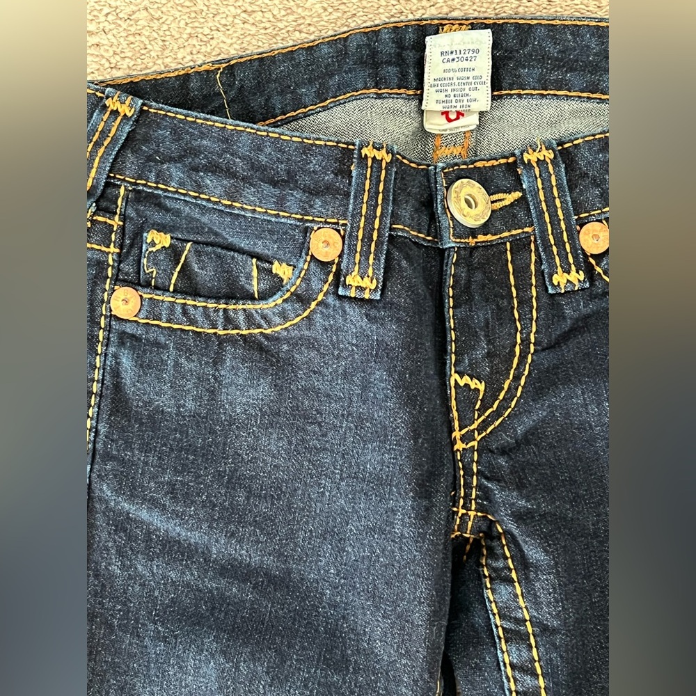 True Religion Straight Leg Dark Blue Denim Jeans - Picture 5 of 14